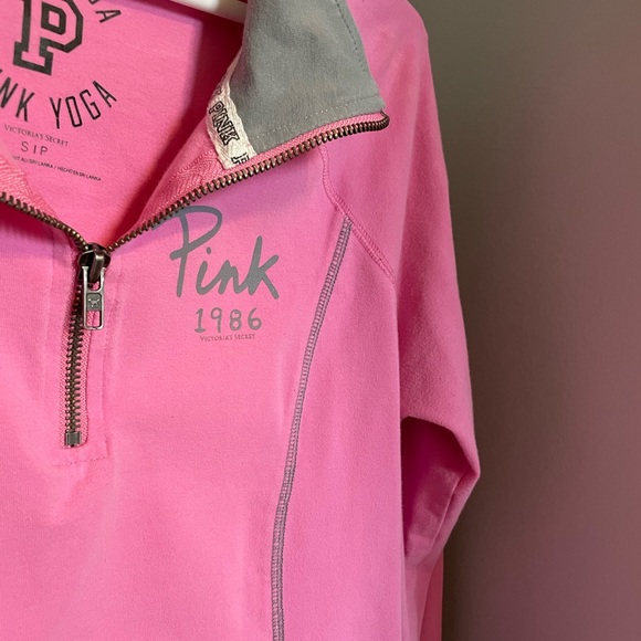Victoria Secret Pink Gray and Pink 3/4 Zip Up Sweatshirt - Picture 3 of 5